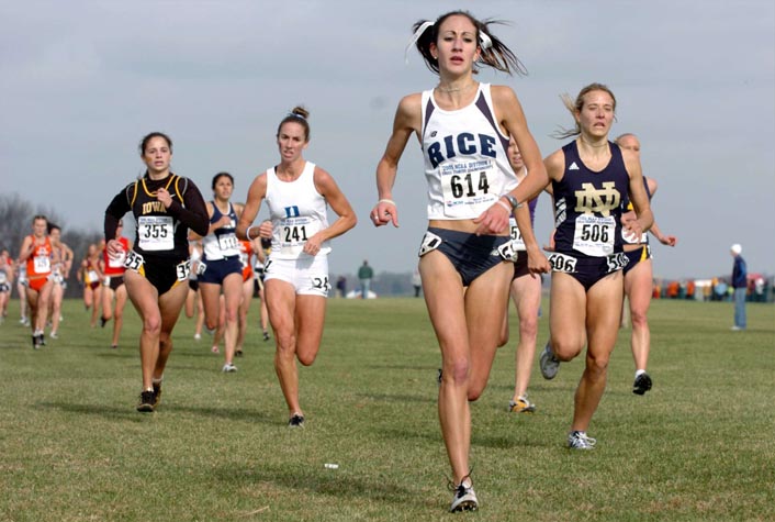 R-L: Notre Dame's Ramsey Kavan (78th, 20:56.6), Rice's Marissa Daniels (77th, 20:56.1), Duke's Liz Wort (80th, 20:56.7) and Iowa's Meghan Armstrong (79th, 20:56.7).