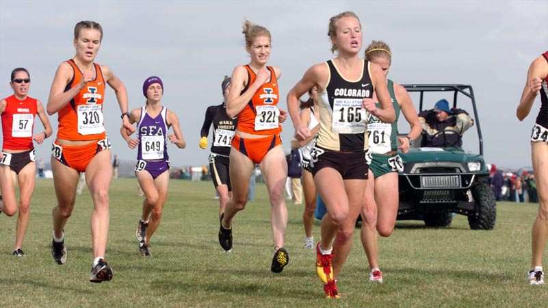 Colorado's Kalin Toedebusch (85th, 21:00.9), and Illinois teammates Katie Coppin (#321, 87th, 21:01.9) and Mattie Carroll (84th, 21:00.8).