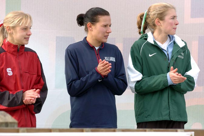 L-R: Lindsay Flacks, Villanova's Marina Muncan (23rd), and Dartmouth's Melanie Schorr (22nd).