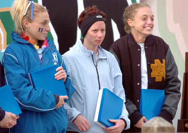 L-R: Horowitz, Mitchell, and Notre Dame's Stephanie Madia (third).