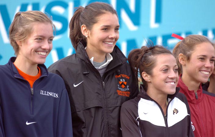 Illinois' Cassie Hunt, Princeton's Cack Ferrell, CU's Liza Pasciuto, and Stanford's Katy Trotter.