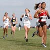 NC State's Jemissa Hess (68th, 20:50.4) leads Duke's Laura Stanley (69th), Sally Meyerhoff (70th), and Whitney Anderson (71st).