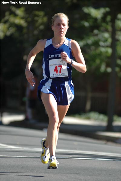 Zika Palmer, 29, one of the founders of ZAP Fitness, finished 14th in 1:15:16.