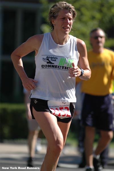 Martha Merz, 42, of Mystic, Connecticut finished 32nd in 1:21:11.