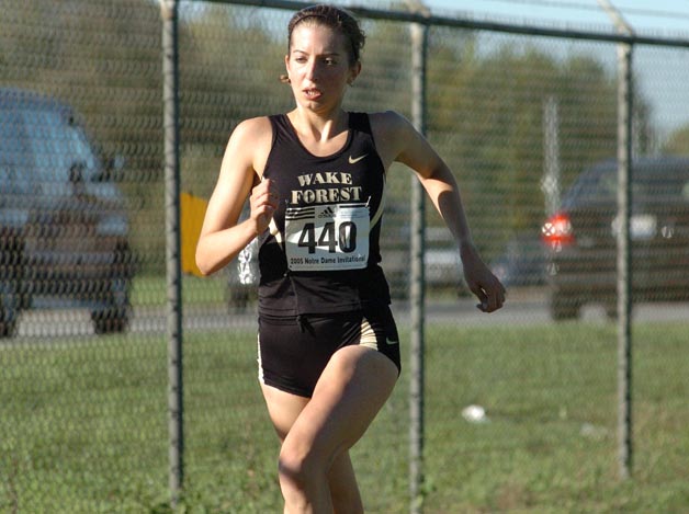 Wake Forest's Annie Bersagel runs in sixth place.