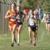 Cassie Hunt leads the way, Stephanie Madia moves into second, and Molly Huddle runs in third.