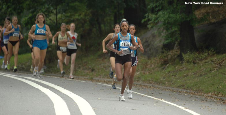 Much like the men's race, members of the Westchester Track Club shot out to an early lead.