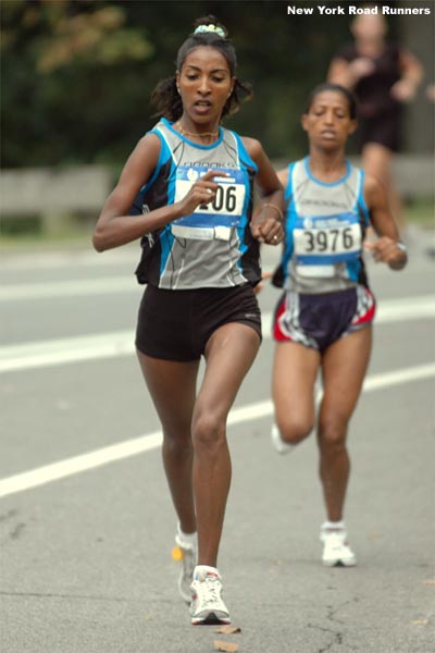 Misganaw's teammate, Leteyesus Berhe, stayed close for less than a mile. After that, Misganaw was on her own.