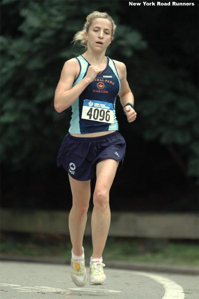 Katy Masselam, 29, led the Central Park Track Club with her eighth-place finish (30:27).