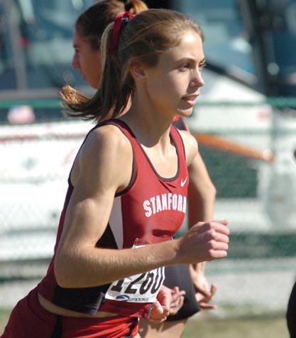 Stanford's Arianna Lambie warms up for the blue race. The top teams were split into two races: blue and white.