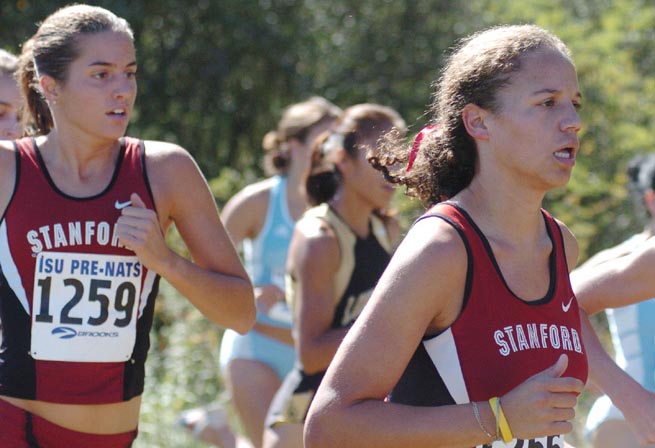 Stanford's Lauren Centrowitz leads teammate Katie Harrington.