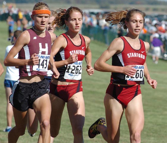 Harvard's Lindsey Scherf and Stanford's Teresa McWalters and Arianna Lambie.