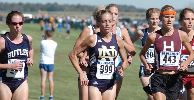 Butler's Victoria Mitchell, Notre Dame's Stephanie Madia, and Scherf.