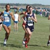 L-R: Ashley Caldwell, Molly Huddle, and Lindsay Donaldson trail the leaders by three seconds.