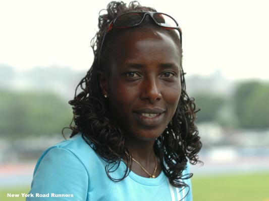 ...took in the Reebok Grand Prix in the afternoon. Above: Lornah Kiplagat, the winner of the Circle of Friends New York Mini 10K that morning...