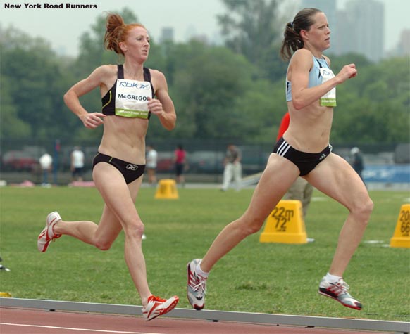 Amy Rudolph, who trains with Smith, runs ahead of Katie McGregor.