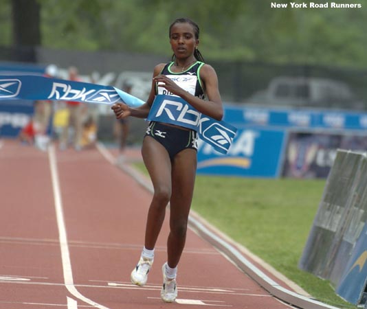 Tirunesh Dibaba did not break the world record, she was just under eight seconds off...