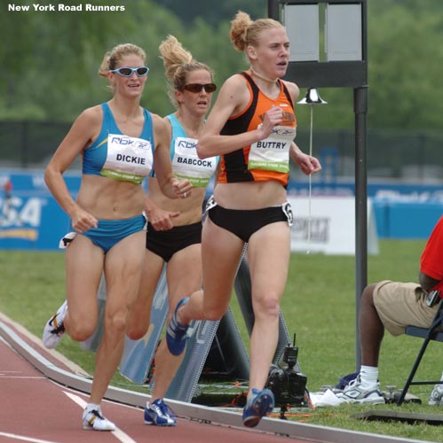 Missy Buttry leads Sharon Dickie-Thompson and Courtney Babcock.