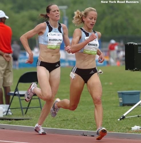 Jen Rhines and Amy Rudolph (sixth, 8:58.13) ran in sixth and seventh with one lap to go.