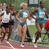 The first women's middle distance/distance race on the program was the 3,000-meter run. Mardrea Hyman of Jamaica was the designated pacesetter.