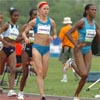 Later in the meet, Mardrea Hyman (far right) and Jen Toomey (in second) were back in action, as pacesetters for the women's 5,000.