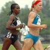 Tirunesh Dibaba leads her older sister, Ejegayehu Dibaba.