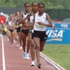 By the 1,400m mark, the pacesetter had dropped out, which left Werknesh Kidane in the lead.