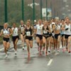 The runners head across the Longfellow Bridge.