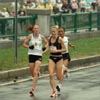 The leaders get ready to make the turn onto the Harvard Bridge, shortly after the four-mile mark.