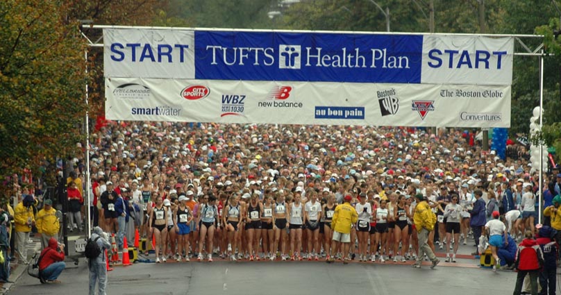 ...the rain had turned to a lighter drizzle. More than 4,500 women lined up for the race, which started at noon next to the Boston Common.