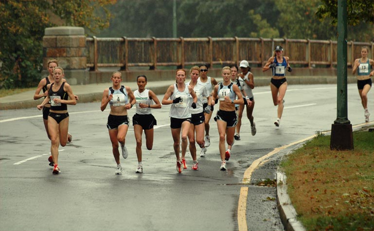 ...no one wanted to slip on the wet streets. The race featured at least three relatively sharp turns.