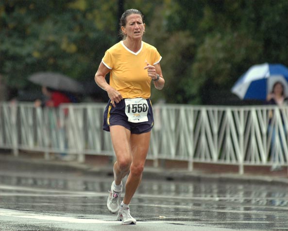 Marge Bellisle, 50, of Warren, Rhode Island, finished second in her age group and 65th overall in 39:42.