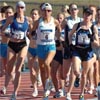 Approximately 400 meters into the race, Jenny Crain, Sylvia Mosqueda, and Deena Kastor were setting the pace.