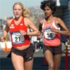 Ann Gaffigan runs with Veena Reddy.