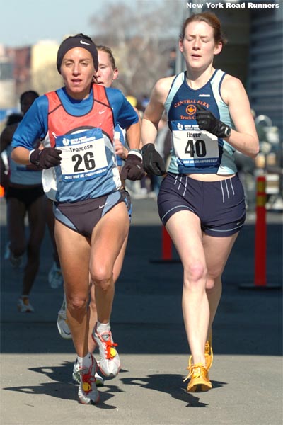 Carmen Troncoso (left) runs with Andrea Haver.