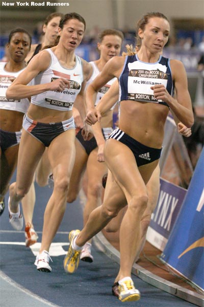 Former NCAA champion Tiffany McWilliams leads another former NCAA champion, Mary Jayne Harrelson.