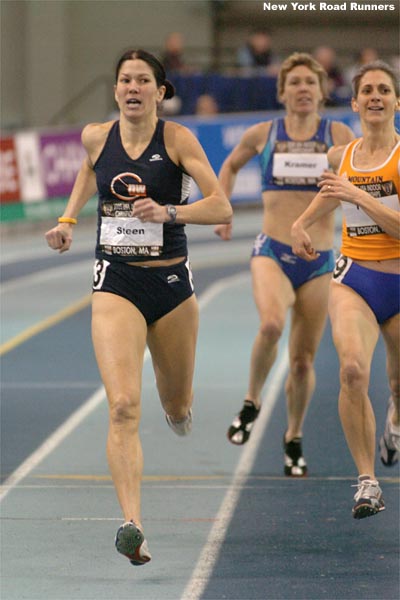 Karen Steen, who runs for Club Northwest, held off Mary Thane and Sarah Kramer...