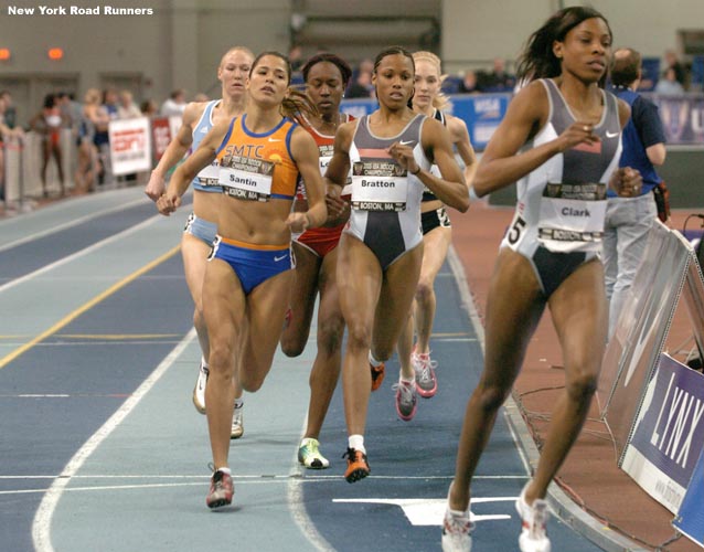 Frances Santin (left) and Kristina Bratton run in second and third.