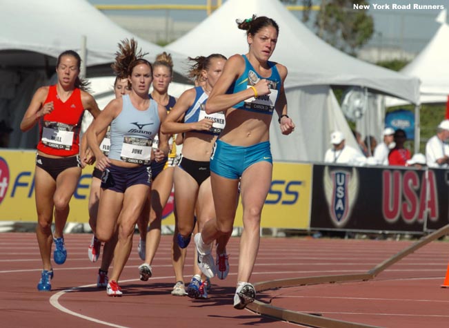 Briana Shook shot straight to the lead in the first heat of the 3,000m steeplechase. The field was small enough that only three runners were going to be eliminated in the prelims.