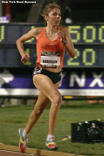 Whitney Anderson, a recent high school graduate from Colorado, gradually worked her way up to second place, and was gaining on Blood at the end of the race.