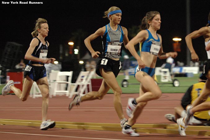 ...good photos with our equipment, which was too bad, because it was a fabulous race. Above: Lindsey Scherf, who would be eligible to run in the junior meet (which only had a girls' 5,000 but a boys' 10,000) went with the lead pack early on.