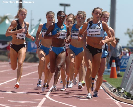 Tiffany McWilliams went to the lead, as she often does, on the first lap of the 1,500m final.