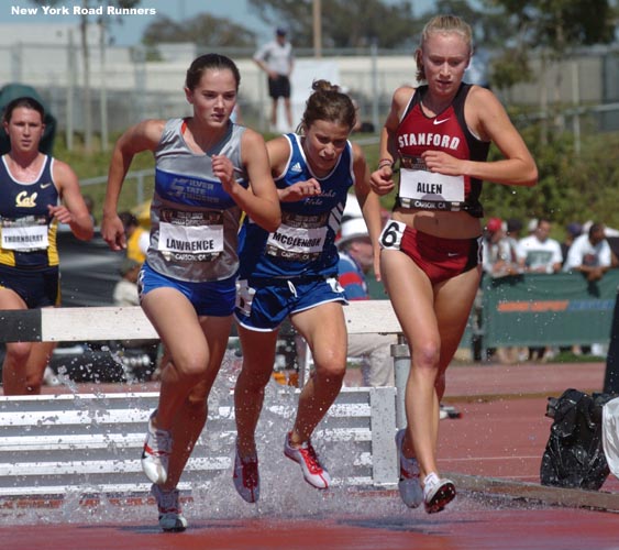 Marie Lawrence and Hilary McClendon went with Allen and the three ran together for several laps.