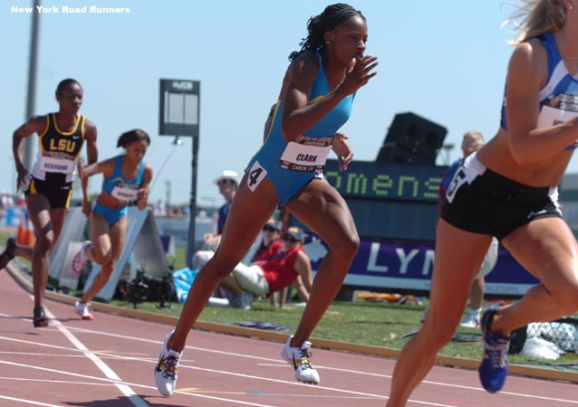 Hazel Clark at the start of the women's 800m final, the last middle distance or distance event of the meet.