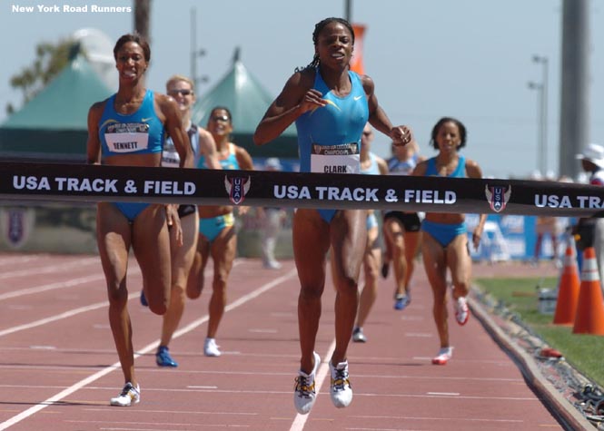 Clark fought off a challenge from Kameisha Bennett to win 1:59.74 to 2:00.59. Alice Schmidt finished third in 2:02.09. Clark and Bennett have the World Champs 