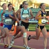 A pack of girls - including (L-R) Michigan's Lisa Canty, Chantelle Drone, Marie Lawrence, and Jolee VanLeuven - ran together early on in the junior girls' 3,000.