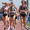 R-L: Amanda Thornberry, Kirsten Anthony, and Dacia Barr in the second junior 1,500m prelim. Only two runners were eliminated in the first round.