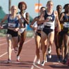 Sarah Bowman led the junior 800m final with one lap to go, but she had started off near the back of the field and it looked like it took a lot of work for her to work her way up to the front.