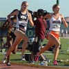 R-L: Bowman leads Heidi Magill, Alysia Johnson (mostly obscured), Maggie Infield and Trisa Nickoley, and Rebekah Noble (far left) moves up on the outside.