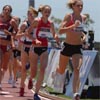 After a disappointing fourth-place finish in the junior 800, Sarah Bowman (leading) was back to race the junior 1,500m final the next day (Saturday).